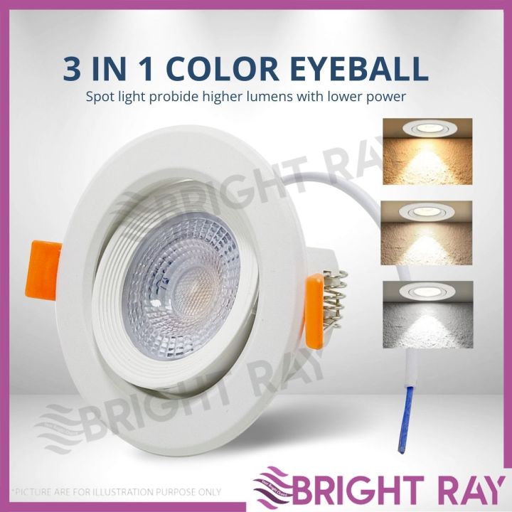 [3 TONED] 5W LED Eyeball 3 Color Eye Ball Downlight Spotlight Plaster ...