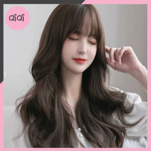 Tóc giả nguyên đầu xoăn dài quá lưng mái bằng 50cm QiQiShop