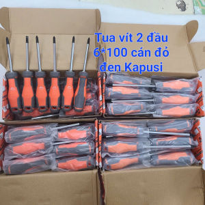 Tua vít 2 ĐẦU 6*100mm_KAPUSI cán ĐỎ ĐEN_K7141