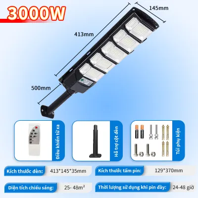 【BẢO HÀNH 10 NĂM】Đèn năng lượng mặt trời sân vườn，đèn đường liền thể kép 500w1000W2000W3000WĐèn đường LED gia đình