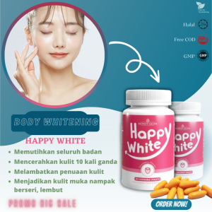 Happy White Honey Glow original whitening supplement pemutih badan seluruh cepat viral berkesan ubat putih seluruh badan collagen GLutathione Vitamin C Glow up 美白 5 Capsule Khas Untuk Awak Yang Nak Kulit Cerah & Glowing jerawat jeragat tona bintik