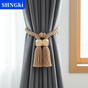 SHNGki 2 cái từ tính bằng gỗ tua cửa sổ Rèm Rèm holdbacks phòng tắm Rèm phụ kiện trang trí nội thất Rèm khóa