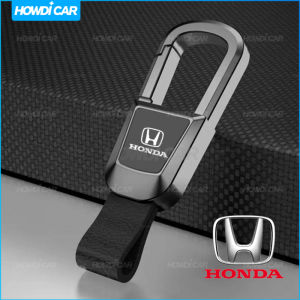 New Car Keychain Alloy Key Chain Leather Key Ring for Honda