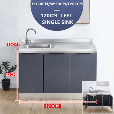 🚚 Ready Stock Selangor！Grey Stainless Steel Kitchen Cabinet ⚪ Kabinet Dapur Kelabu Industrial Heavy Duty with Sink & Stove ✅ Complete Set