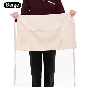Half Body Apron Kitchen Restaurant Waist Apron With Pockets Pen Loops Coffee Shop Working Apron