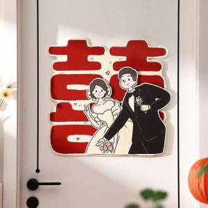Chữ Hỷ 3D Trang Trí Phòng Cưới Xe Hoa Đám Cưới Hoạt Hình Mẫu 07