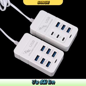 SHNGki 1 cái chúng tôi cắm 6 cổng Multiport USB sạc 35W PD TypeC điện thoại di động sạc nhanh tường sạc TypeC USB HUB Adapter
