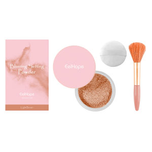 Eelhope Makeup Setting Powder with Brush (Beige) Makeup Feel Natural Light Delicate Breathable Service Wet Dry Dual-use Powder Long-lasting Makeup-free DUFP