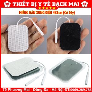 Cặp 02 Miếng Dán Điện Xung 4x6 cm Loại Có Dây Dùng Chân Kim Chọc Cho Các Loại Máy Massage Máy Vật Lý Trị Liệu