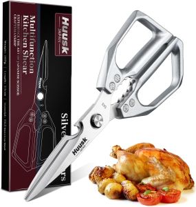 Kitchen Scissors all Purpose - Stainless Steel Kitchen Shear Sharp Silver Meat Scissors Dishwasher Safe Heavy Duty Poultry Shears Japanese Cooking for Food Chicken Bones and Turkey