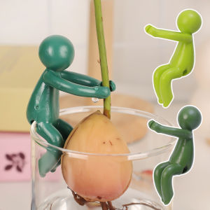 3Pcs Cute Green Man Plant Stand Plastic Plant Support Pile Greenhouse Arrangement Fixed Rod Indoor Flower Plant Vine Climbing Bracket