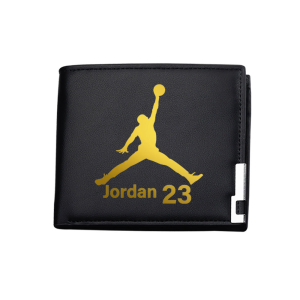 Metal Trim Horizontal Short Bifold Wallet Basketball Player emblem Logo No.23 Bull Michael J. Card Holder Coin Purse Fan Gift