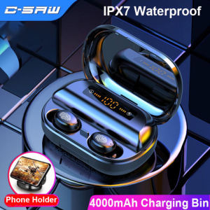 C-SAW New V11 TWS Touch Control TWS Bluetooth Earphones 5.0 Wireless Earbuds Noise Canceling Headphones With Microphone 9D Stereo Headset with Charger Box USB Port 4000 MAh Bank Let your phone charge