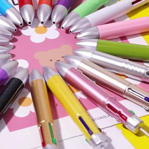12Pcs 4 Color in 1 Beadable Pen Multicolored Ballpoint Pen 4 Color in 1 Retractable Ballpoint Pen for Student Teacher