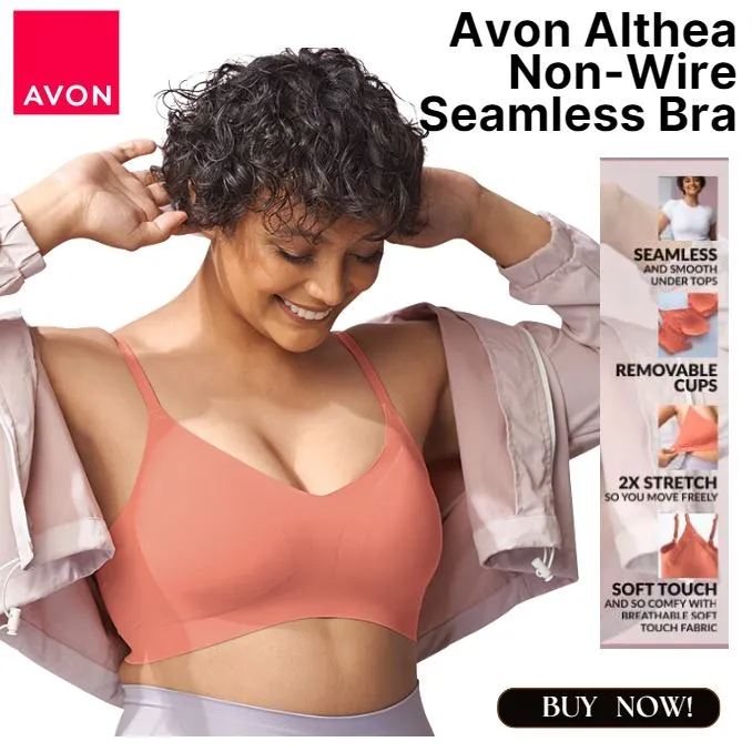 Avon Official Store Althea Non-Wire Seamless Bra for Women Sensual Comfort  2X Stretch Sexy Lingerie Bralette - Push-Up Perfection! Smooth Under Tops,  Soft Touch Microfiber, Breathable & Flexible. Removable Cups, Light Weight,  Perfect for Everyday