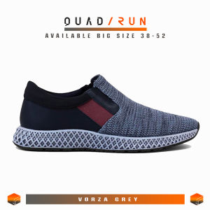 Sepatu Sneakers Pria Casual Sporty Bahan Knit Adem QUADRUN Vorza Grey