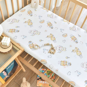 Mềm mại thoáng khí tinh khiết bông ga vừa với cũi Giường gấp cho bé sơ sinh bọc bảo vệ nệm với dây chun