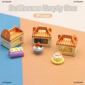 [COD] yixiayun 3Pcs 1:12 Dollhouse Miniature Dessert Box Cake Toast Packing Box Doll House Decor Toy(Only Box)