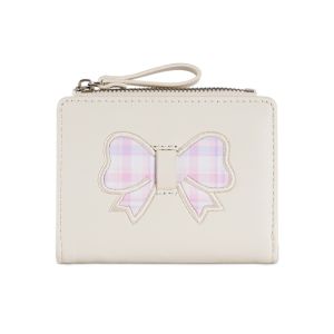 CRNGW Short Womens Wallet Heart Plaid Clutch Purse Korean PU Leather Fold Wallet Card Bag