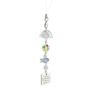 Fish Charm Phone Accessory with Wind Chime Design Acrylic Bead Keychain for Everyday Use