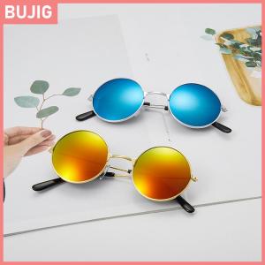 BUJIG แว่นกันแดดเลนส์สีกรอบกลมทำจากโลหะสไตล์วินเทจสำหรับทุกเพศแว่นกันแดดแฟชั่นทันสมัยป้องกันรังสียูวีสะท้อนแสง