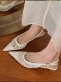 Giày Cao Gót Nữ Mũi Nhọn Phối Ren Nhẹ Nhàng Đế 5cm Giày Sandal Thiết Kế Sang Trọng Kiểu Pháp CG8 
Taoladyshoes. 