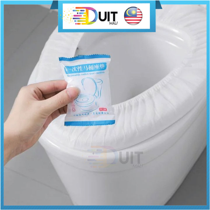 DM Disposable Toilet Seat Cover Cushion High Elastic Waterproof Universal Size Portable Travel Pelapik Tandas 一次性马桶坐垫