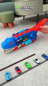 Trò chơi tưởng tượng khủng long Bộ đường ray với 2 xe Phụ kiện cho trẻ em xách tay cho trong nhà và trò chơi ngoài trời