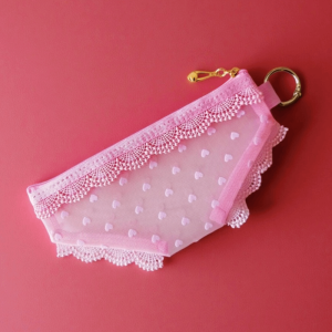 BESTITIT Lace Heart Cosmetic Bag Briefs Shape Mesh Makeup Storage Pouch Transparent Toiletry Bag Storage for Travel