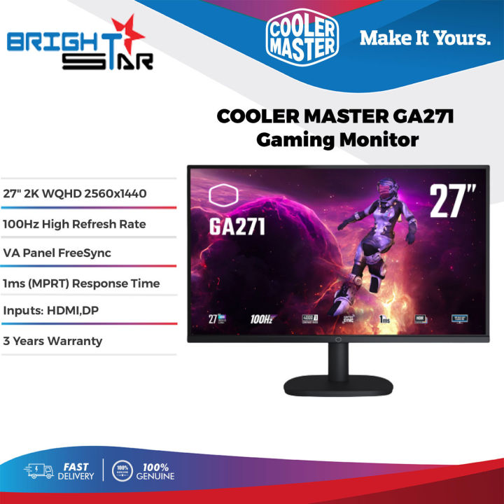 COOLER MASTER GA271 Gaming Monitor - 27” VA Panel/2K WQHD 2560x1440 ...