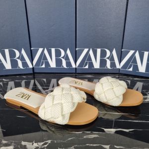 ZARA Woven Flat Leather Sandals with Jute