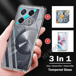 3 in 1 Case For Infinix GT 20 Pro GT20 20Pro 5G 4G GT20Pro 2024 Phone Casing Clear Transparent Back Cover Shockproof Bumper Soft TPU Flexible Screen Camera Lens Protector Tempered Glass Film Anti Scratch
