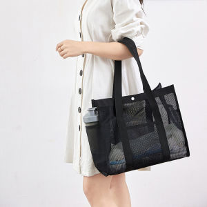 Mesh Bag Travel Beach Bag Waterproof Tote Shopping Bag Large Net Handbag Toiletry Storage Bag