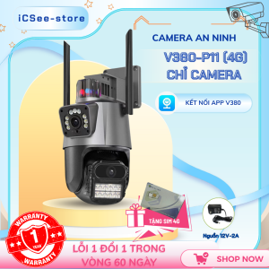 Camera ngoài trời V380-P11( tặng kèm sim 4G ) đàm thoại 2 chiều xoay chuyển động 360 độ