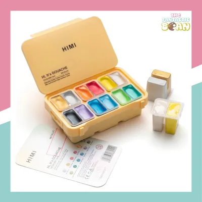 HIMI Metallic Jelly Gouache Paint Set 12 Colors 12g Jelly Cup Design Travel carry Gouache Paint Non Toxic for Canvas and Paper Art Supplies for Professionals and Beginner