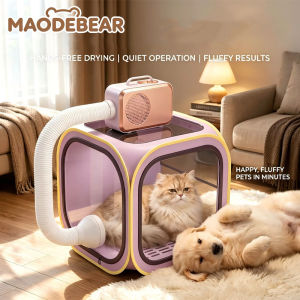MAODEBEAR Foldable Pet Drying Box Grooming Dryer Bag Ventilated Window Hair Containment After Bath Comfortable
