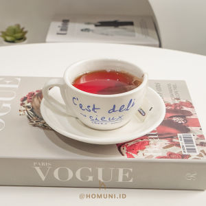 Cest Deli Set Cangkir Teh Kopi Susu/Tea Cup Saucer Set Ala Italian Cafe Restoran/Gelas Minum dan Tatakan Aesthetic ala Korea Homecafe