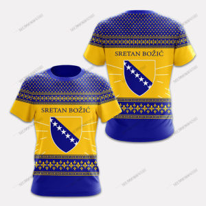 Custom Name Bosnia Christmas Tees Outdoor Loose Sportswear Mens Fashion T-shirts Boys Oversized Short Sleeves Tops