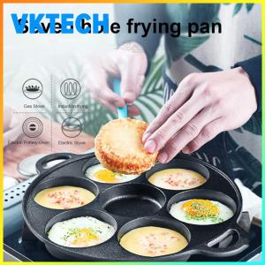 กระทะเหล็กหล่อ 7 หลุม แบบไม่ติด สำหรับทำไข่เจียวและอาหารเช้า สีดำ เหมาะสำหรับครัวไทยและการใช้งานประจำวัน