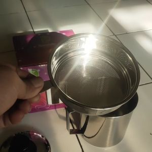 oil pot stainless steel / saringan minyak /saringan masak merk komodo 12 cm 1.1 liter