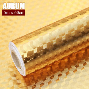 Marble Aluminum Foil Wall Sticker Wallpaper Design For Sale 60cmx5m Kitchen Waterproof and Oilproof Design Sticker High Quality Wallpaper For Kitchen Stove Wall Wallpaper Protective Film