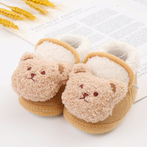 DENOSWIM Cute Cartoon Bear Baby Boots Winter Warm Newborn Plush Shoes Soft-soled Toddler Anti-slip Crib Shoes Infant Fluffy Fur Snow Boot