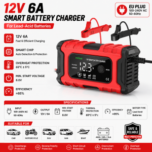 【Local shipping】DEKES 12V6A motorcycle battery charger car battery smart charger multi -battery repair device
