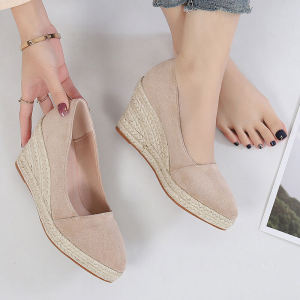 Women Fashion Wedge Heel Shoes 2022 New Shallow Mouth Pointed Toe Platform Shoes㏇0702