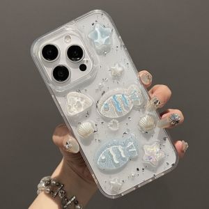 HBESTY  Transparent 3D Fish Phone Cover For iPhone 16 15 14 13 12 11 Pro Max Phone Case Silicone Full Protective Cover For iPhone 12 Pro