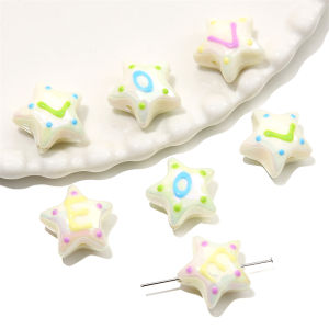 19mm 1pc/bag Acrylic Drop Oil Solid Letter Star Beads For DIY Bracelet Necklace Earring Jewelry Accessories