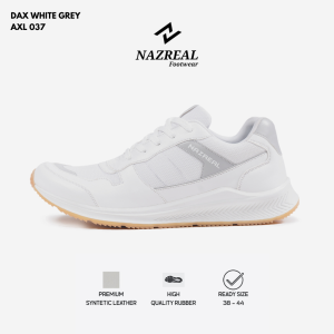 NAZREAL FOOTWEAR - Sepatu Sneakers Casual Pria Sepatu Sport Terbaru Dax White Grey