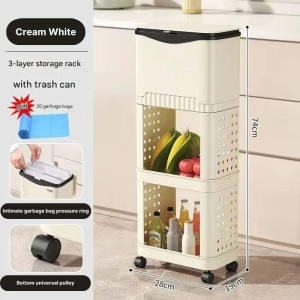 Home kitchen large capacity trash can with wheels and lid portable deodorant trash can