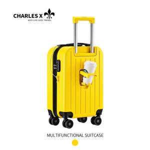 CharlesX USB Cup Holder Trolley Luggage Travel Suitcase Bag 360° Wheels 20/24 Inch