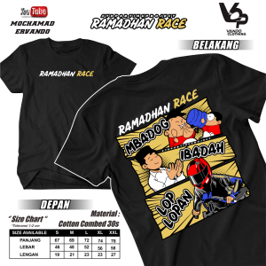 Vando Baju Kaos Ramadhan Race Lengan Pendek Cotton Combed 30s Atasan Pria Kekinian Vol 7